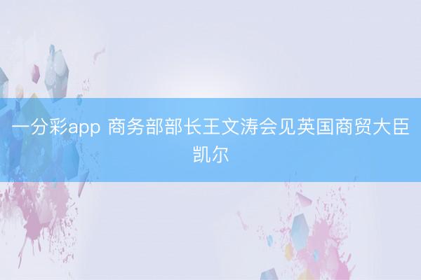 一分彩app 商务部部长王文涛会见英国商贸大臣凯尔