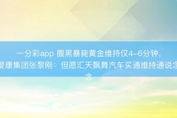 一分彩app 腹黑暴毙黄金维持仅4-6分钟,爱康集团张黎刚:但愿汇天飘舞汽车买通维持通说念