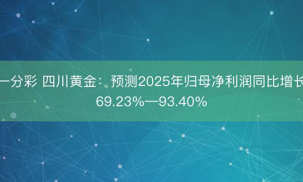 一分彩 四川黄金：预测2025年归母净利润同比增长69.23%—93.40%