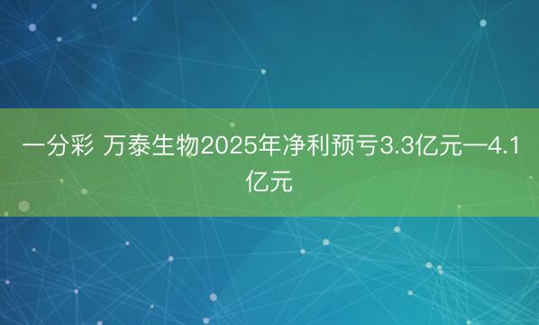 一分彩 万泰生物2025年净利预亏3.3亿元—4.1亿元
