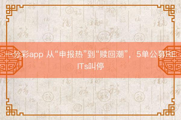 一分彩app 从“申报热”到“赎回潮”,5单公募REITs叫停