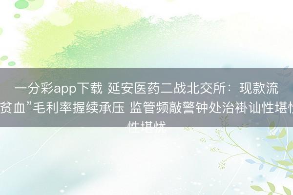 一分彩app下载 延安医药二战北交所：现款流“贫血”毛利率握续承压 监管频敲警钟处治褂讪性堪忧