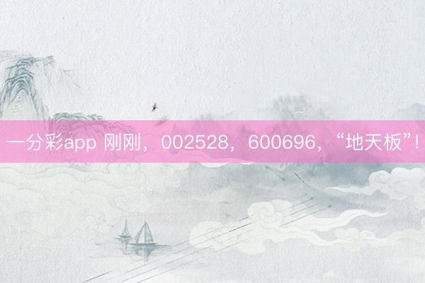 一分彩app 刚刚，002528，600696，“地天板”！