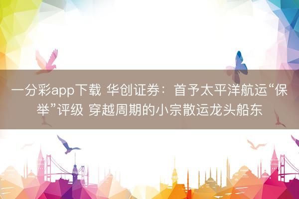 一分彩app下载 华创证券:首予太平洋航运“保举”评级 穿越周期的小宗散运龙头船东