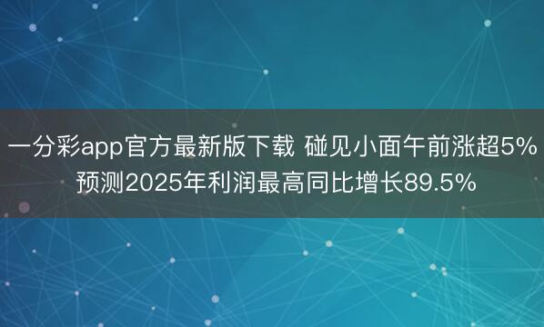 一分彩app官方最新版下载 碰见小面午前涨超5% 预测2025年利润最高同比增长89.5%