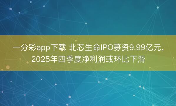 一分彩app下载 北芯生命IPO募资9.99亿元,2025年四季度净利润或环比下滑