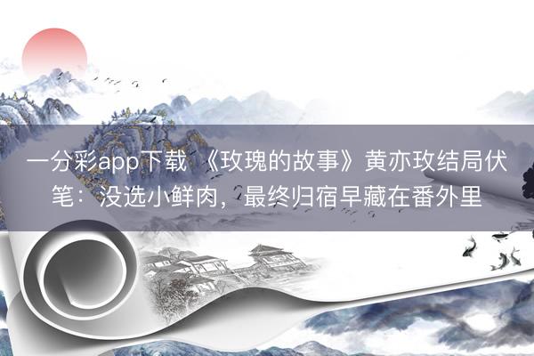 一分彩app下载 《玫瑰的故事》黄亦玫结局伏笔:没选小鲜肉,最终归宿早藏在番外里