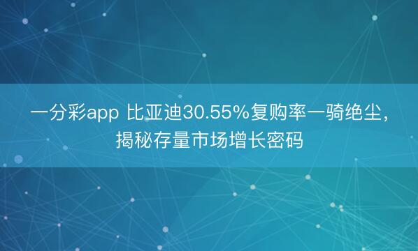 一分彩app 比亚迪30.55%复购率一骑绝尘，揭秘存量市场增长密码