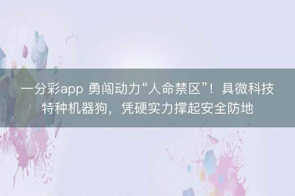 一分彩app 勇闯动力“人命禁区”！具微科技特种机器狗，凭硬实力撑起安全防地