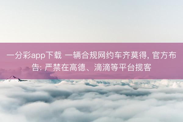 一分彩app下载 一辆合规网约车齐莫得， 官方布告: 严禁在高德、滴滴等平台揽客