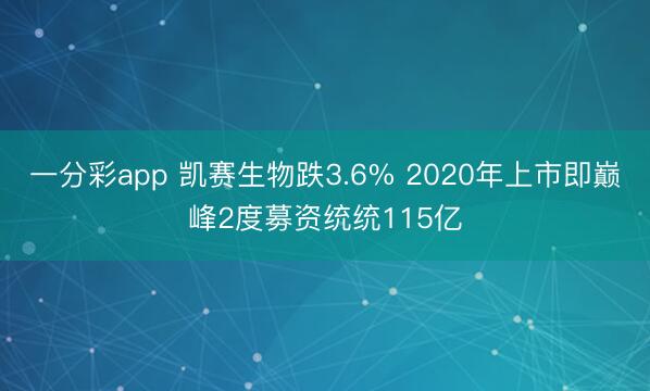 一分彩app 凯赛生物跌3.6% 2020年上市即巅峰2度募资统统115亿