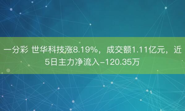 一分彩 世华科技涨8.19%，成交额1.11亿元，近5日主力净流入-120.35万