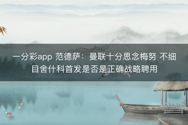 一分彩app 范德萨:曼联十分思念梅努 不细目舍什科首发是否是正确战略聘用