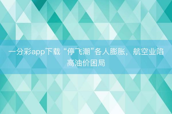 一分彩app下载 “停飞潮”各人膨胀，航空业陷高油价困局