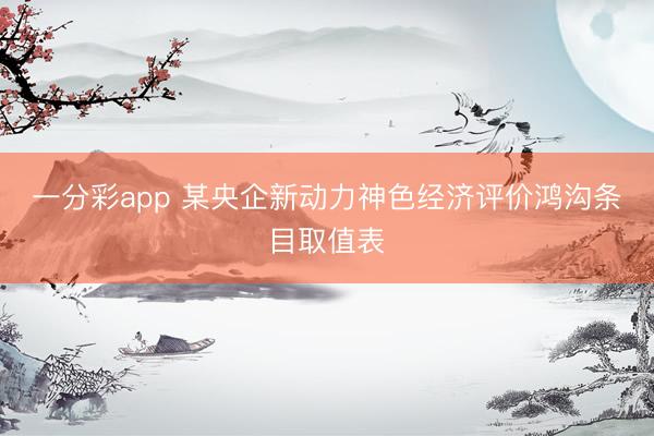 一分彩app 某央企新动力神色经济评价鸿沟条目取值表