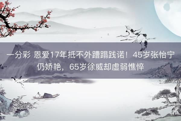 一分彩 恩爱17年抵不外蹧蹋践诺！45岁张怡宁仍娇艳，65岁徐威却虚弱憔悴