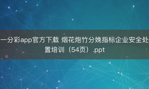 一分彩app官方下载 烟花炮竹分娩指标企业安全处置培训（54页）.ppt