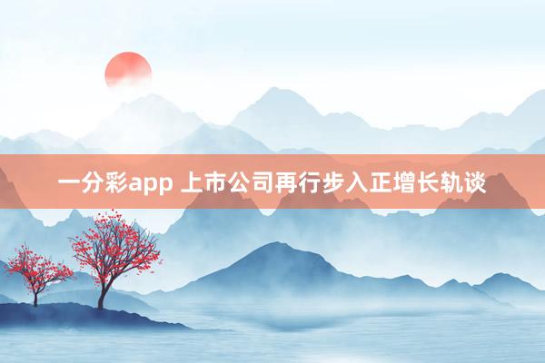 一分彩app 上市公司再行步入正增长轨谈