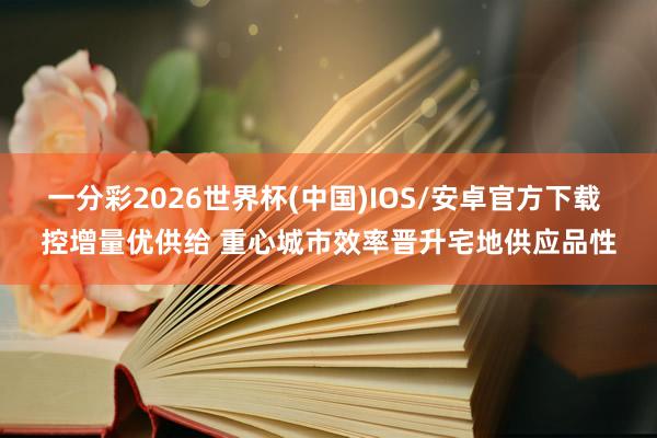 一分彩2026世界杯(中国)IOS/安卓官方下载 控增量优供给 重心城市效率晋升宅地供应品性