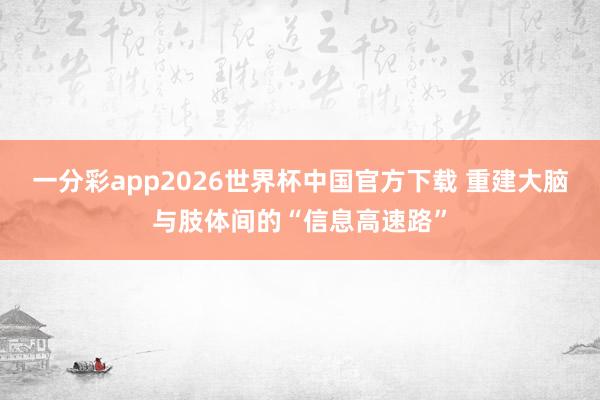 一分彩app2026世界杯中国官方下载 重建大脑与肢体间的“信息高速路”