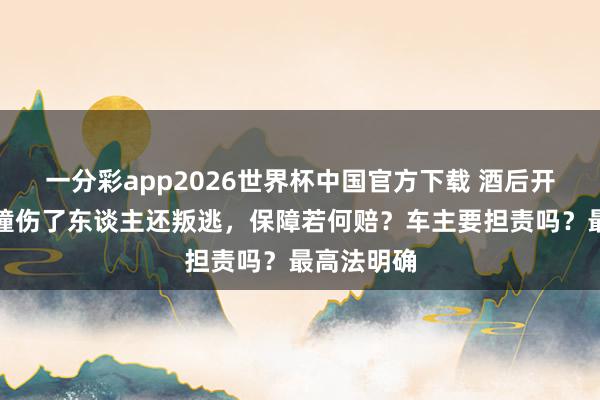 一分彩app2026世界杯中国官方下载 酒后开借来的车撞伤了东谈主还叛逃，保障若何赔？车主要担责吗？最高法明确