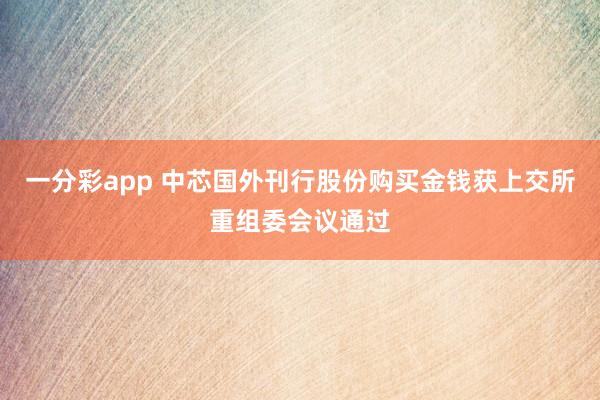 一分彩app 中芯国外刊行股份购买金钱获上交所重组委会议通过