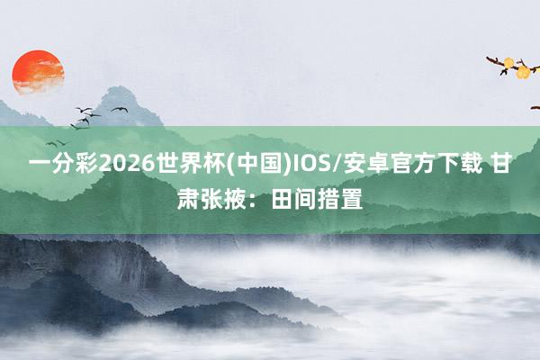 一分彩2026世界杯(中国)IOS/安卓官方下载 甘肃张掖：田间措置