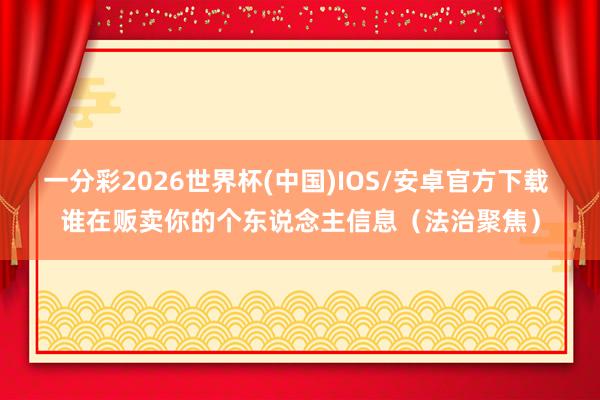 一分彩2026世界杯(中国)IOS/安卓官方下载 谁在贩卖你的个东说念主信息（法治聚焦）