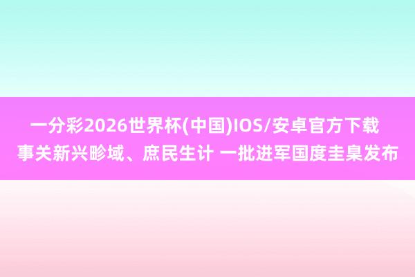 一分彩2026世界杯(中国)IOS/安卓官方下载 事关新兴畛域、庶民生计 一批进军国度圭臬发布