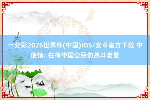 一分彩2026世界杯(中国)IOS/安卓官方下载 中使馆: 在荷中国公民勿战斗老鼠