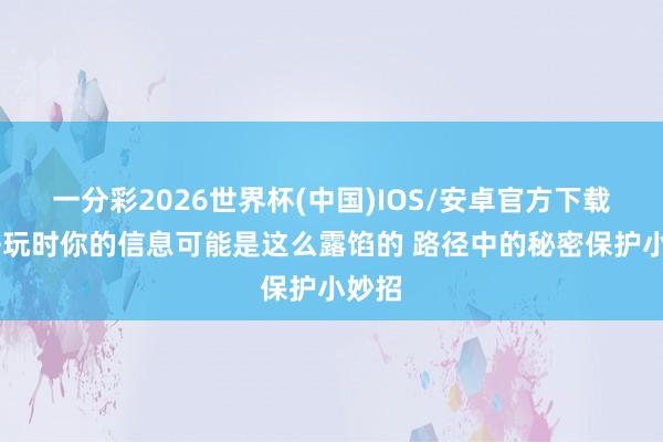 一分彩2026世界杯(中国)IOS/安卓官方下载 出去玩时你的信息可能是这么露馅的 路径中的秘密保护小妙招