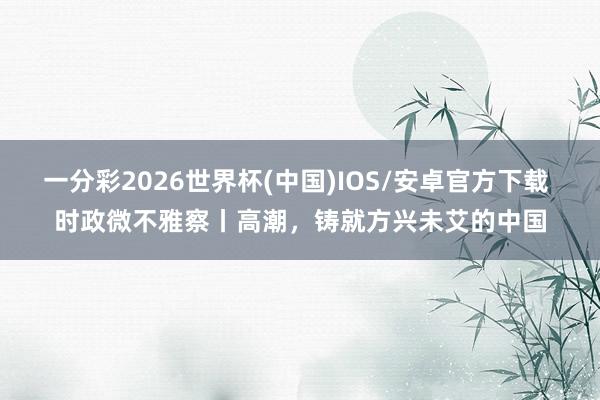 一分彩2026世界杯(中国)IOS/安卓官方下载 时政微不雅察丨高潮，铸就方兴未艾的中国