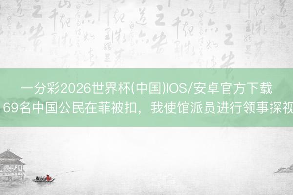 一分彩2026世界杯(中国)IOS/安卓官方下载 69名中国公民在菲被扣，我使馆派员进行领事探视