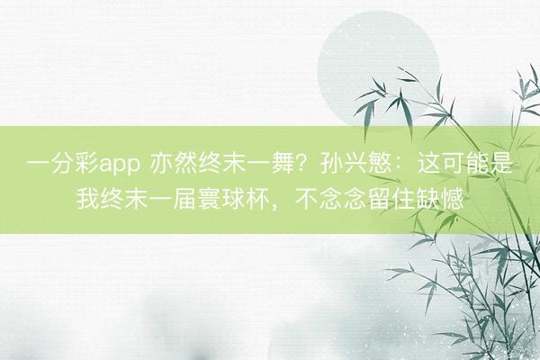 一分彩app 亦然终末一舞？孙兴慜：这可能是我终末一届寰球杯，不念念留住缺憾