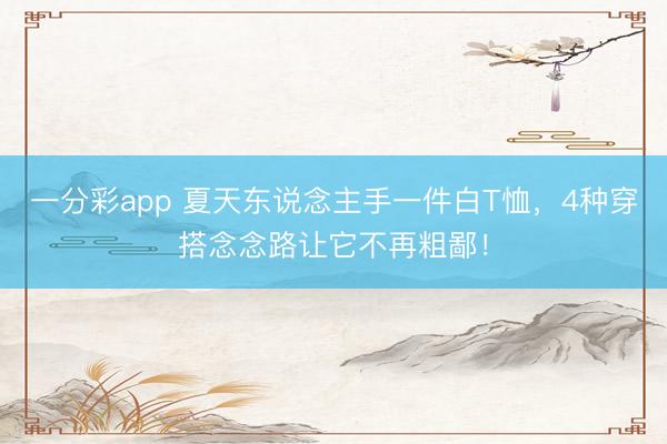 一分彩app 夏天东说念主手一件白T恤，4种穿搭念念路让它不再粗鄙！