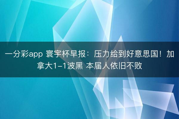 一分彩app 寰宇杯早报：压力给到好意思国！加拿大1-1波黑 本届人依旧不败