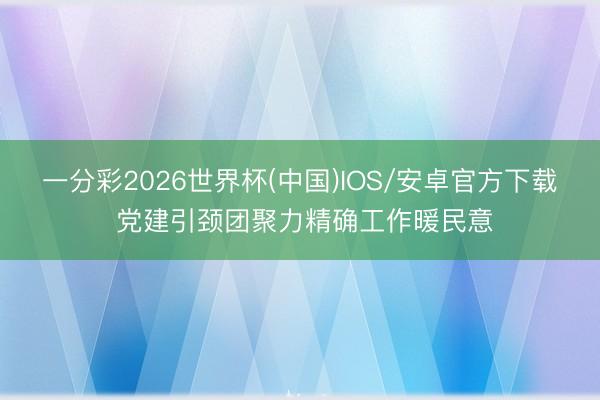 一分彩2026世界杯(中国)IOS/安卓官方下载 党建引颈团聚力精确工作暖民意
